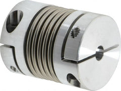 Lovejoy - 3/8" Max Bore Diam, Flexible Bellows Clamp Coupling - 1.28" OD, 1.614" OAL, Aluminum Hub with Stainless Steel Bellows - Exact Tooling