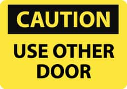 NMC - Caution - Use Other Door, Aluminum Fire and Exit Sign - 14" Wide x 10" High - Exact Tooling