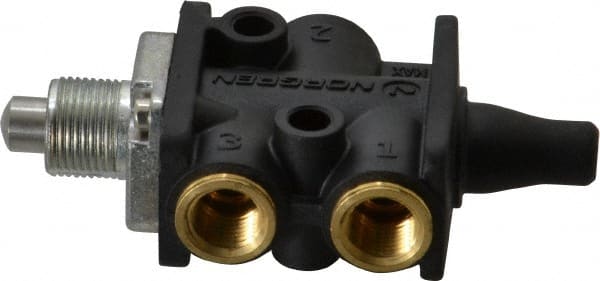 Norgren - 0.34 CV Rate, 1/8" NPT Inlet 3/2 Super Mechanical Valve - 1/8" NPT Inlet, Packed Spool Valve, Plunger Actuator - Exact Tooling