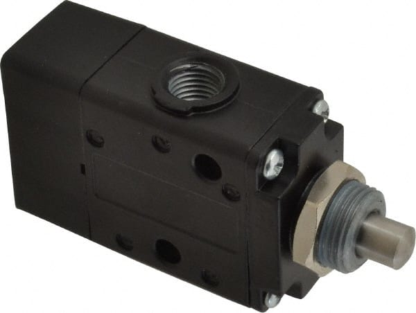 Norgren - 0.98 CV Rate, 1/4" NPT Inlet 3/2 Super Mechanical Valve - 1/4" NPT Inlet, Packed Spool Valve, Plunger Actuator - Exact Tooling