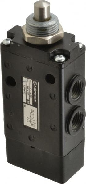 Norgren - 0.98 CV Rate, 1/4" NPT Inlet 5/2 Super Mechanical Valve - 1/4" NPT Inlet, Packed Spool Valve, Plunger Actuator - Exact Tooling