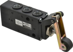 Norgren - 0.98 CV Rate, 1/4" NPT Inlet 5/2 Super Mechanical Valve - 1/4" NPT Inlet, Packed Spool Valve, Roller Lever Actuator - Exact Tooling