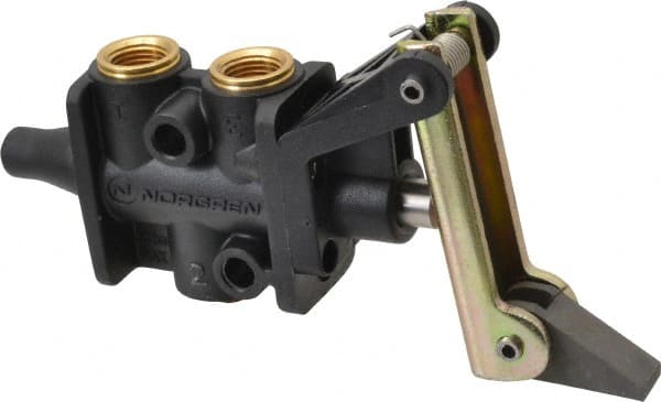 Norgren - 0.34 CV Rate, 1/8" NPT Inlet 3/2 Super Mechanical Valve - 1/8" NPT Inlet, Packed Spool Valve, One Way, Trip Actuator - Exact Tooling