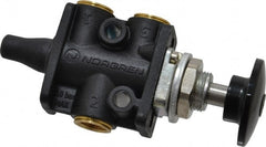 Norgren - 1/8" NPT Packed Spool Valve - Spring Activation, Button, Palm Black & 0.34 CV Rate - Exact Tooling