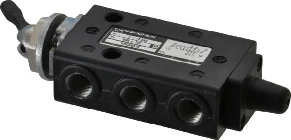 Norgren - 1/8" NPT Packed Spool Valve - Toggle Type, Lever Activation & 0.34 CV Rate - Exact Tooling