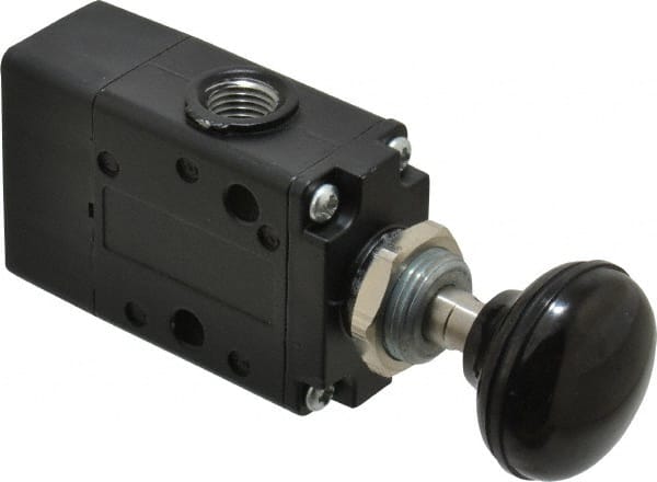 Norgren - 1/4" NPT Packed Spool Valve - Button Type, Spring Activation & 0.98 CV Rate - Exact Tooling