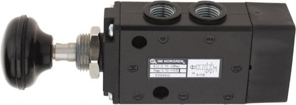 Norgren - 1/4" NPT Packed Spool Valve - Button Type, Spring Activation & 0.98 CV Rate - Exact Tooling