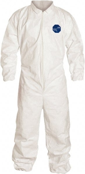 Dupont - Size M Film Laminate General Purpose Coveralls - White, Zipper Closure, Elastic Cuffs, Elastic Ankles, Serged Seams - Exact Tooling