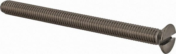 Value Collection - M6x1.00 Metric Coarse, 75mm OAL Slotted Drive Machine Screw - Flat Head, Grade 18-8 & A2 Stainless Steel, Uncoated, Without Washer - Exact Tooling