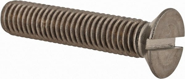 Value Collection - M8x1.25 Metric Coarse, 40mm OAL Slotted Drive Machine Screw - Flat Head, Grade 18-8 & A2 Stainless Steel, Uncoated, Without Washer - Exact Tooling