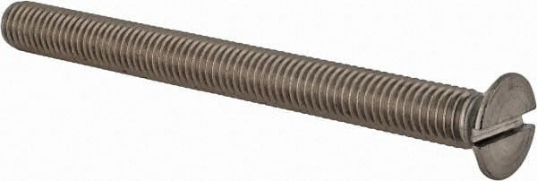 Value Collection - M8x1.25 Metric Coarse, 90mm OAL Slotted Drive Machine Screw - Flat Head, Grade 18-8 & A2 Stainless Steel, Uncoated, Without Washer - Exact Tooling