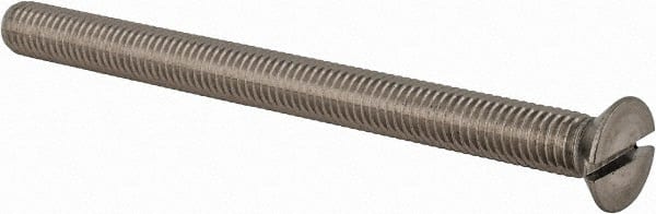Value Collection - M8x1.25 Metric Coarse, 100mm OAL Slotted Drive Machine Screw - Flat Head, Grade 18-8 & A2 Stainless Steel, Uncoated, Without Washer - Exact Tooling