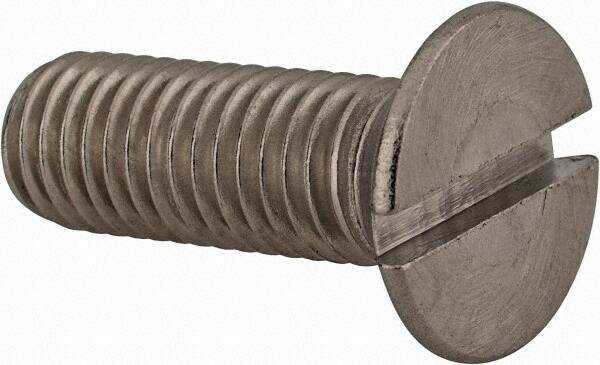 Value Collection - M10x1.50 Metric Coarse, 30mm OAL Slotted Drive Machine Screw - Flat Head, Grade 18-8 & A2 Stainless Steel, Uncoated, Without Washer - Exact Tooling