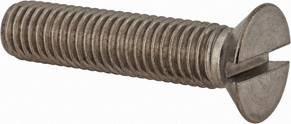 Value Collection - M10x1.50 Metric Coarse, 45mm OAL Slotted Drive Machine Screw - Flat Head, Grade 18-8 & A2 Stainless Steel, Uncoated, Without Washer - Exact Tooling