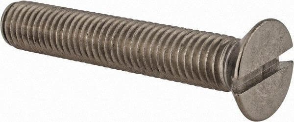 Value Collection - M10x1.50 Metric Coarse, 60mm OAL Slotted Drive Machine Screw - Flat Head, Grade 18-8 & A2 Stainless Steel, Uncoated, Without Washer - Exact Tooling