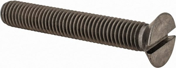 Value Collection - M10x1.50 Metric Coarse, 65mm OAL Slotted Drive Machine Screw - Flat Head, Grade 18-8 & A2 Stainless Steel, Uncoated, Without Washer - Exact Tooling