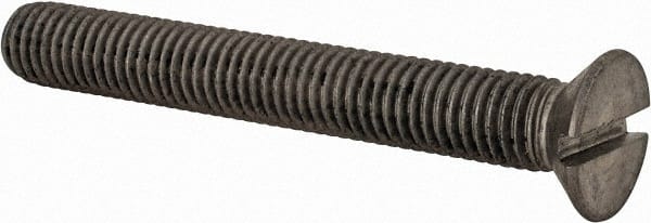 Value Collection - M10x1.50 Metric Coarse, 75mm OAL Slotted Drive Machine Screw - Flat Head, Grade 18-8 & A2 Stainless Steel, Uncoated, Without Washer - Exact Tooling