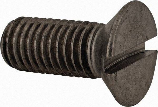Value Collection - M12x1.75 Metric Coarse, 30mm OAL Slotted Drive Machine Screw - Flat Head, Grade 18-8 & A2 Stainless Steel, Uncoated, Without Washer - Exact Tooling