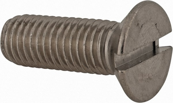 Value Collection - M12x1.75 Metric Coarse, 35mm OAL Slotted Drive Machine Screw - Flat Head, Grade 18-8 & A2 Stainless Steel, Uncoated, Without Washer - Exact Tooling
