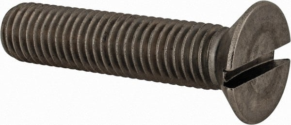 Value Collection - M12x1.75 Metric Coarse, 55mm OAL Slotted Drive Machine Screw - Flat Head, Grade 18-8 & A2 Stainless Steel, Uncoated, Without Washer - Exact Tooling
