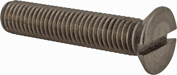 Value Collection - M12x1.75 Metric Coarse, 60mm OAL Slotted Drive Machine Screw - Flat Head, Grade 18-8 & A2 Stainless Steel, Uncoated, Without Washer - Exact Tooling