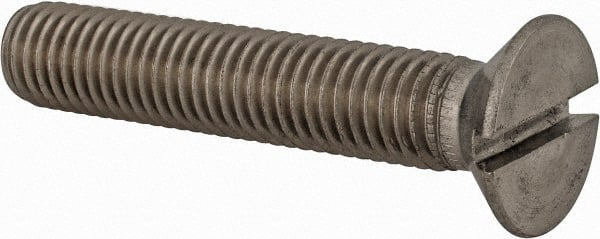 Value Collection - M12x1.75 Metric Coarse, 65mm OAL Slotted Drive Machine Screw - Flat Head, Grade 18-8 & A2 Stainless Steel, Uncoated, Without Washer - Exact Tooling