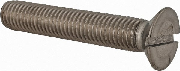Value Collection - M12x1.75 Metric Coarse, 70mm OAL Slotted Drive Machine Screw - Flat Head, Grade 18-8 & A2 Stainless Steel, Uncoated, Without Washer - Exact Tooling