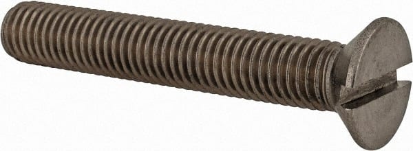 Value Collection - M12x1.75 Metric Coarse, 75mm OAL Slotted Drive Machine Screw - Flat Head, Grade 18-8 & A2 Stainless Steel, Uncoated, Without Washer - Exact Tooling