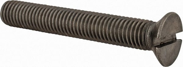 Value Collection - M12x1.75 Metric Coarse, 80mm OAL Slotted Drive Machine Screw - Flat Head, Grade 18-8 & A2 Stainless Steel, Uncoated, Without Washer - Exact Tooling