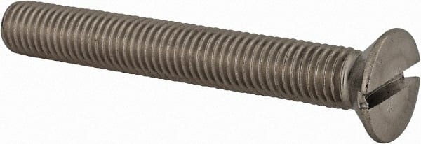Value Collection - M12x1.75 Metric Coarse, 90mm OAL Slotted Drive Machine Screw - Flat Head, Grade 18-8 & A2 Stainless Steel, Uncoated, Without Washer - Exact Tooling
