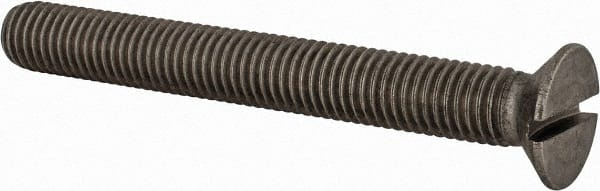Value Collection - M12x1.75 Metric Coarse, 100mm OAL Slotted Drive Machine Screw - Flat Head, Grade 18-8 & A2 Stainless Steel, Uncoated, Without Washer - Exact Tooling