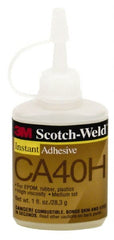 3M - 1 Lb Bottle Yellow Instant Adhesive - Series CA40H, 5 to 30 sec Working Time, 24 hr Full Cure Time, Bonds to Cardboard, Cork Board, Fabric, Fiberglass, Foam, Metal, Paper, Plastic, Rubber & Vinyl - Exact Tooling