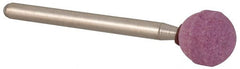 Rex Cut Product - 3/8" Head Diam x 3/8" Thickness, B122, Ball End, Aluminum Oxide Mounted Point - Brown, Medium Grade, 61,650 RPM - Exact Tooling