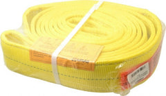 Lift-All - 10' Long x 3" Wide, 16,300 Lb Vertical Capacity, 2 Ply, Polyester Web Sling - 13,000 Lb Choker Capacity, Yellow - Exact Tooling