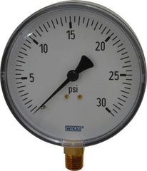 Wika - 4" Dial, 1/4 Thread, 0-30 Scale Range, Pressure Gauge - Lower Connection Mount, Accurate to 3-2-3% of Scale - Exact Tooling