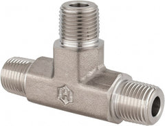 Ham-Let - 1/8" Grade 316 Stainless Steel Pipe Tee - MNPT End Connections, 9,400 psi - Exact Tooling