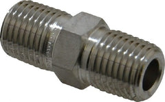 Ham-Let - 1/4" Grade 316 Stainless Steel Pipe Hex Nipple - MNPT End Connections, 7,500 psi - Exact Tooling