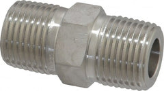 Ham-Let - 3/8" Grade 316 Stainless Steel Pipe Hex Nipple - MNPT End Connections, 7,300 psi - Exact Tooling