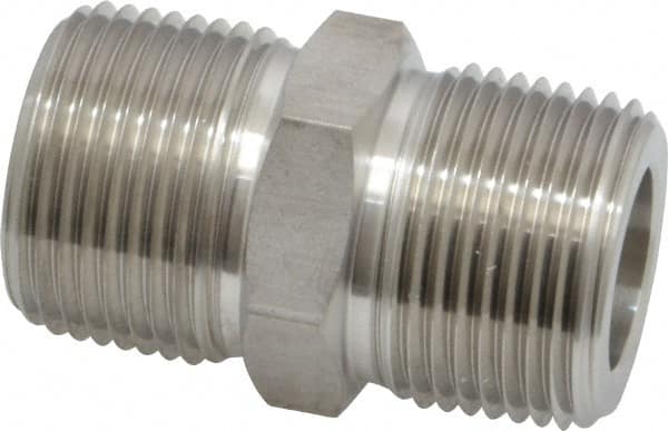 Ham-Let - 3/4" Grade 316 Stainless Steel Pipe Hex Nipple - MNPT End Connections, 6,800 psi - Exact Tooling