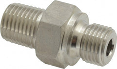 Ham-Let - 1/4" Grade 316 Stainless Steel Pipe Hex Nipple - MNPT x MBSPP End Connections, 7,500 psi - Exact Tooling