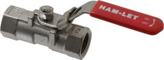 Ham-Let - 3/8" Pipe, FBSPP x FBSPP End Connections, Stainless Steel, Inline, Two Way Flow, Instrumentation Ball Valve - 2,000 psi WOG Rating, Locking Lever Handle, Reinforced PTFE Seal, Reinforced PTFE Seat - Exact Tooling