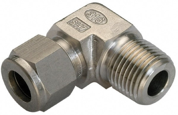 Ham-Let - 3/8" OD, Grade 316Stainless Steel Male Elbow - Comp x MNPT Ends - Exact Tooling
