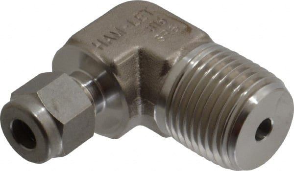 Ham-Let - 1/4" OD, Grade 316Stainless Steel Male Elbow - Comp x MNPT Ends - Exact Tooling