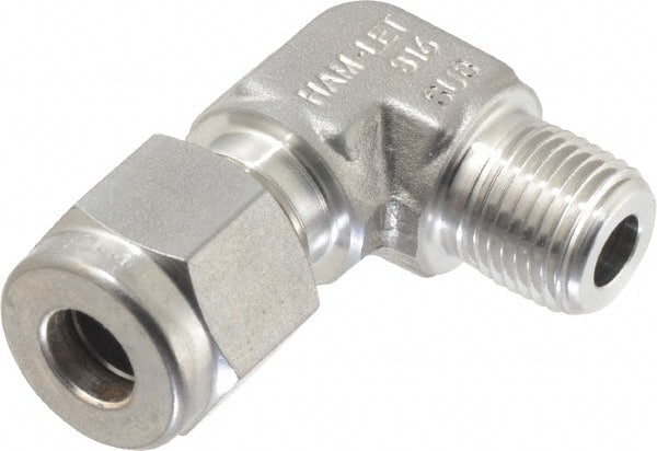 Ham-Let - 1/4" OD, Grade 316Stainless Steel Male Elbow - Comp x MNPT Ends - Exact Tooling