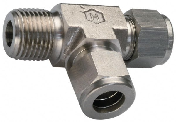 Ham-Let - 1/4" OD, Grade 316Stainless Steel Male Run Tee - Comp x MNPT x Comp Ends - Exact Tooling