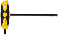 Wiha - 3/8" Hex, T-Handle Cushion Grip, Ball End Hex Key - 7-29/32" OAL, Inch System of Measurement - Exact Tooling