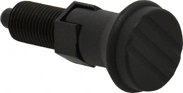 Gibraltar - M10x1, 15mm Thread Length, 5mm Plunger Diam, Lockout Knob Handle Indexing Plunger - Plunger Style C, 17mm Body Length, 47mm OAL, Steel - Exact Tooling