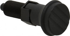 Gibraltar - M10x1, 15mm Thread Length, 5mm Plunger Diam, Lockout Knob Handle Indexing Plunger - Plunger Style C, 17mm Body Length, 47mm OAL, Steel - Exact Tooling
