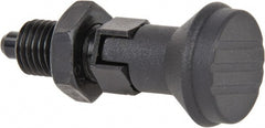 Gibraltar - M12x1.5, 17mm Thread Length, 6mm Plunger Diam, Lockout Knob Handle Indexing Plunger - Plunger Style D, 20mm Body Length, 56mm OAL, Steel - Exact Tooling