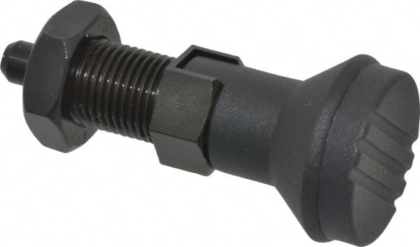 Gibraltar - M16x1.5, 23mm Thread Length, 8mm Plunger Diam, Lockout Knob Handle Indexing Plunger - Plunger Style D, 26mm Body Length, 74mm OAL, Steel - Exact Tooling
